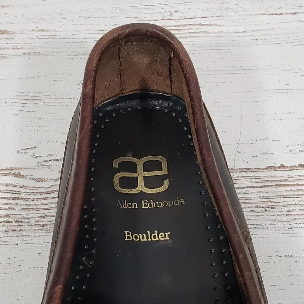Allen Edmonds  Boulder  Brown Black Two Toned Leather Men's Loafer  Size 10E